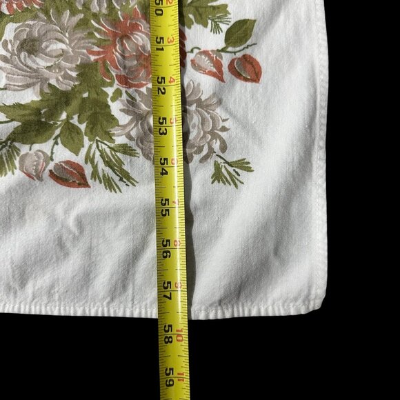 Vintage Floral Tablecloth Cotton Fall Beige Burnt Orange White Kitchen Stains - Picture 7 of 8